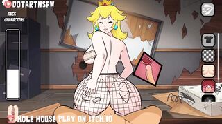 Princess Peach Riding Dick Reverse Cowgirl (Back) - Hole House