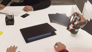 Three men fuck the sexy boss at work