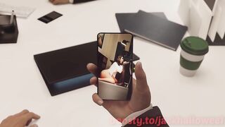 Three men fuck the sexy boss at work