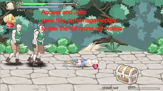 Blonde princess has sex with men in Iris in wonderland hentai gameplay
