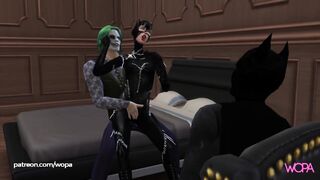 Batman Horn. Joker having sex with Catwoman in front of Batman