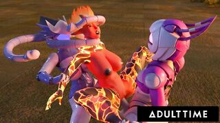 F.U.T.A. SENTAI SQUAD - Big Titty Futanari Femdoms Deliver FACIAL AND CREAMPIE With Big Dick Robots!