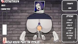 [FUTA] Raven Bondage And BDSM Fucked While Stuck In A Wall - Hole House