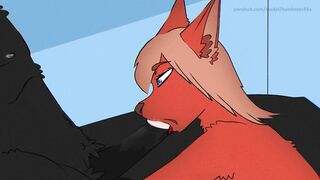 First Blowjob from Furry Foxy | Deep yiff hentai (cum inside mouth)