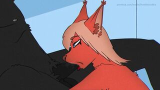 First Blowjob from Furry Foxy | Deep yiff hentai (cum inside mouth)