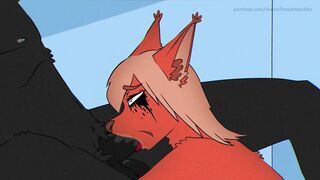 First Blowjob from Furry Foxy | Deep yiff hentai (cum inside mouth)