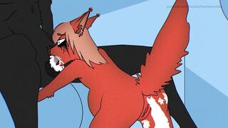 First Blowjob from Furry Foxy | Deep yiff hentai (cum inside mouth)