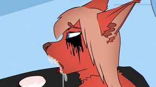 First Blowjob from Furry Foxy | Deep yiff hentai (cum inside mouth)