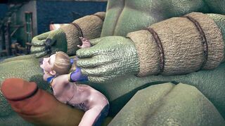 Giant moster fucked the booty dancer