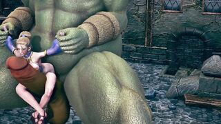 Giant moster fucked the booty dancer
