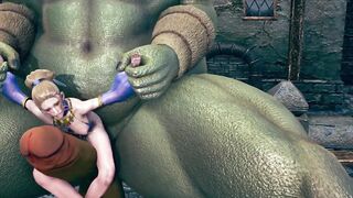 Giant moster fucked the booty dancer