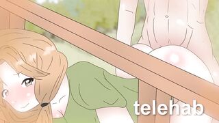 Alex is stuck in the fence in front of Steve ! Minecraft hentai porn (2d cartoon )
