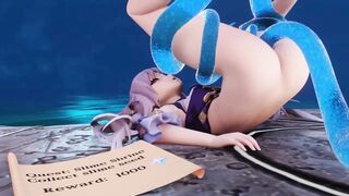 Keqing performs a task for 1000 primogems with slime | Genshin Impact | Hentai