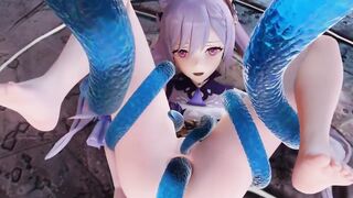 Keqing performs a task for 1000 primogems with slime | Genshin Impact | Hentai