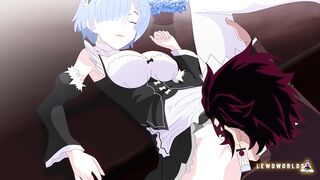 Tanjiro Kamado Fucks Rem - Demon Slayer x Re:Zero (Hentai Crossover)