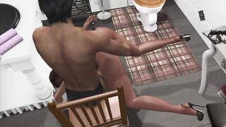 Brunette in Lingerie Fucked in the Bathroom