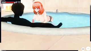 Blowjob in the bathroom from a girl with big tits