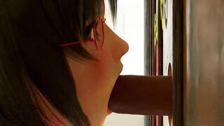 Dirty Girl gives Free Dick Massage and Polishing through Glory Hole