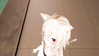 Okayu Nekomata Dancing Hentai Hololive Cat Girl Underwear Nekomimi MMD 3D Beige Hair