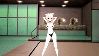Okayu Nekomata Dancing Hentai Hololive Cat Girl Underwear Nekomimi MMD 3D Beige Hair