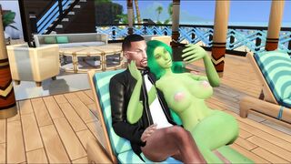 Alien Friends get blowjobs