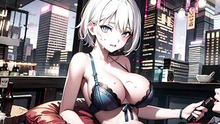 [4K] AI HENTAI ANIMATION #3 — White Hair Girl, POV, Cum on Tits