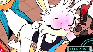 fucked by three while bouncing her tits