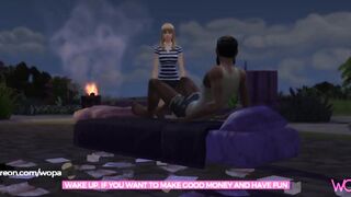 Blonde having sex with a homeless man in front of her boyfriend