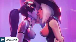 Ashe and Widowmaker Hard Fuck with Huge Cock Until Cum