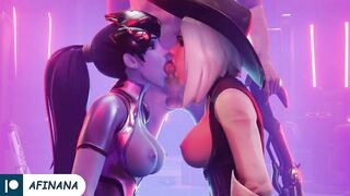 Ashe and Widowmaker Hard Fuck with Huge Cock Until Cum