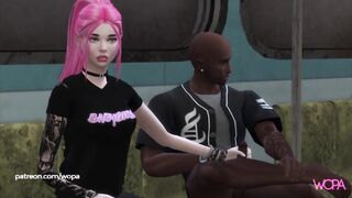 Boyfriend gets off the subway and she fucks the big strong in front of everyone