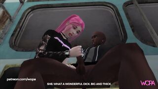 Boyfriend gets off the subway and she fucks the big strong in front of everyone