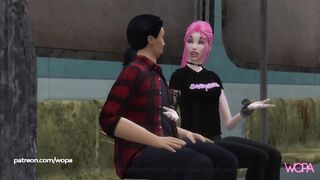 Boyfriend gets off the subway and she fucks the big strong in front of everyone