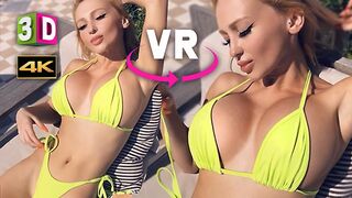 BIG FAKE TITS IN VR 3D 4K AT THE POOL - VIRTUAL REALITY BIMBO MICRO BIKINI FUCK 360/180