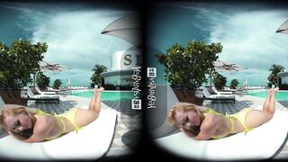 BIG FAKE TITS IN VR 3D 4K AT THE POOL - VIRTUAL REALITY BIMBO MICRO BIKINI FUCK 360/180