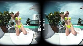 BIG FAKE TITS IN VR 3D 4K AT THE POOL - VIRTUAL REALITY BIMBO MICRO BIKINI FUCK 360/180