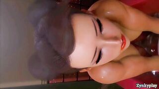 CHUN-LI FUCKED BIG DILDO IN SHOWER