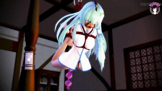 BDSM Session - Tied From Above +Anal Sex Toy + Gag (3D HENTAI)