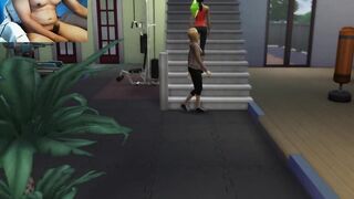 Joven rubia la pasa muy bien en gimnasio con una compañera