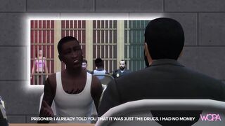 Two cops having sex with inmate's girlfriend in front of him - Fucked Front Husband [subtitled]