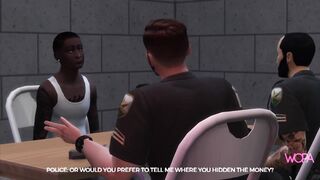 Two cops having sex with inmate's girlfriend in front of him - Fucked Front Husband [subtitled]