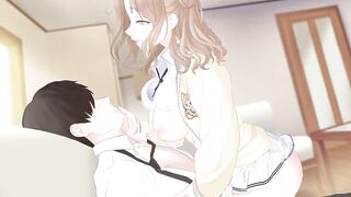 Hot anime bitch rides you while making out