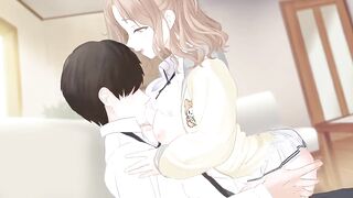 Hot anime bitch rides you while making out