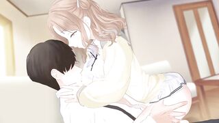 Hot anime bitch rides you while making out
