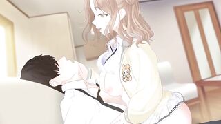 Hot anime bitch rides you while making out