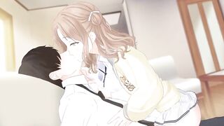 Hot anime bitch rides you while making out