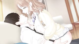 Hot anime bitch rides you while making out