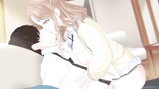 Hot anime bitch rides you while making out