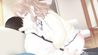 Hot anime bitch rides you while making out