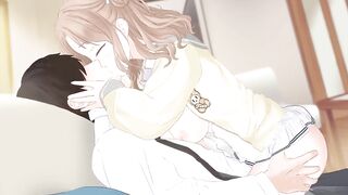 Hot anime bitch rides you while making out